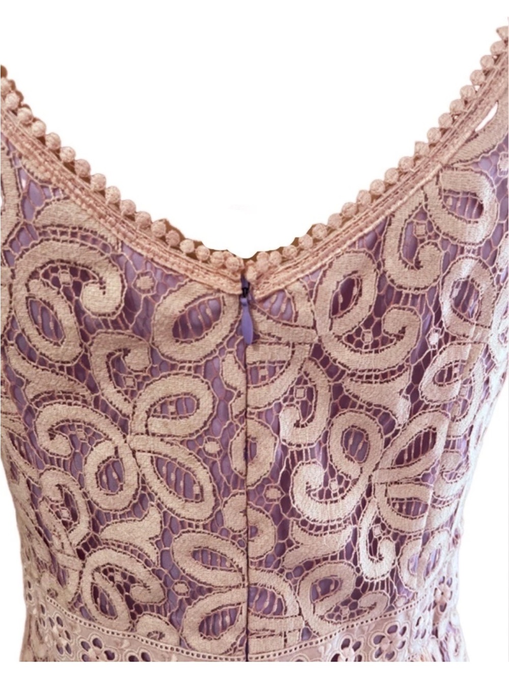 Nanette Lepore woman’s Pink Lace Overlay Dress with V-Neck size 4 - Picture 4 of 7